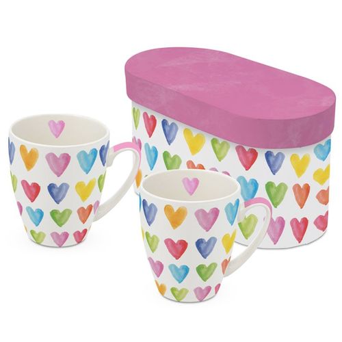 זוג ספלים לבבות  Aquarell Hearts mug set