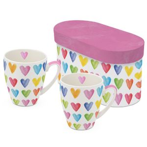 זוג ספלים לבבות   Aquarell Hearts mug set 