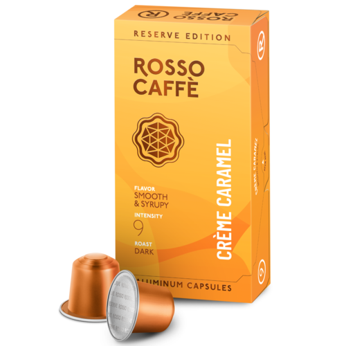 10 קפסולות אלומניום קרם קרמל rosso caffe חוזק 9