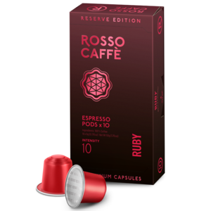 10 קפסולות אלומניום Rubi rosso caffe חוזק 10 
