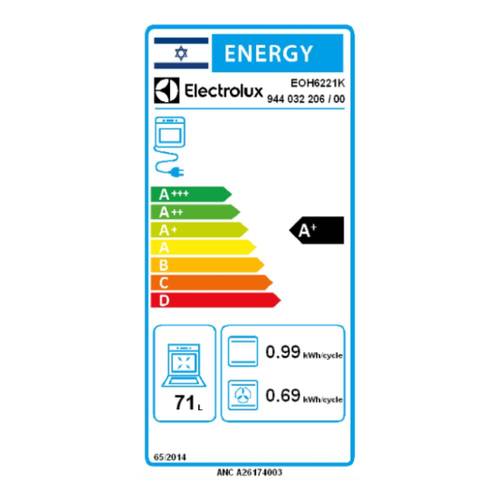 תנור בנוי 71 ליטר Electrolux EOH6221K SurroundCook זכוכית שחורה | גרמניה
