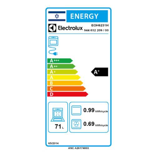 תנור בנוי 71 ליטר Electrolux EOH6231H SurroundCook זכוכית שחורה | גרמניה