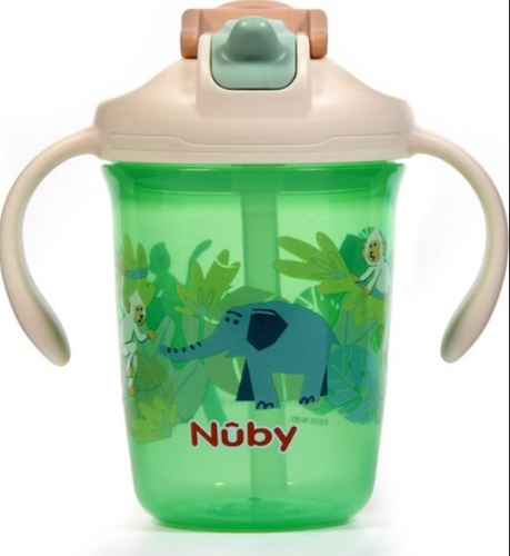 כוס אימון 2 ב-1 עם פייה וקשית ירוק Nuby