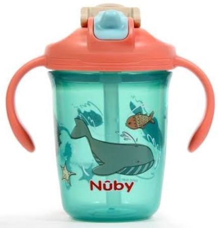 כוס אימון 2 ב-1 עם פייה וקשית 180 מ״ל ורוד Nuby