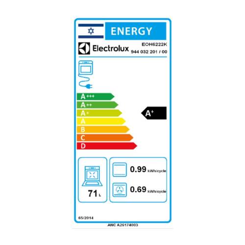 תנור בנוי 71 ליטר Electrolux EOH6222K SurroundCook זכוכית שחורה | גרמניה 