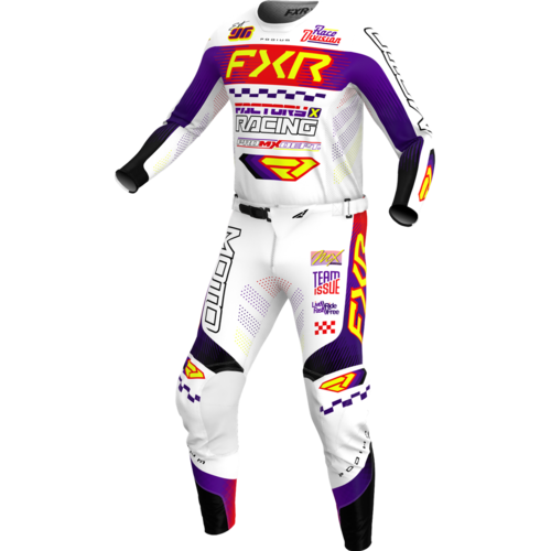 חליפת רכיבה לאופנוע לילדים FXR PODIUM GLADIATOR V26 סגול\לבן\צהוב