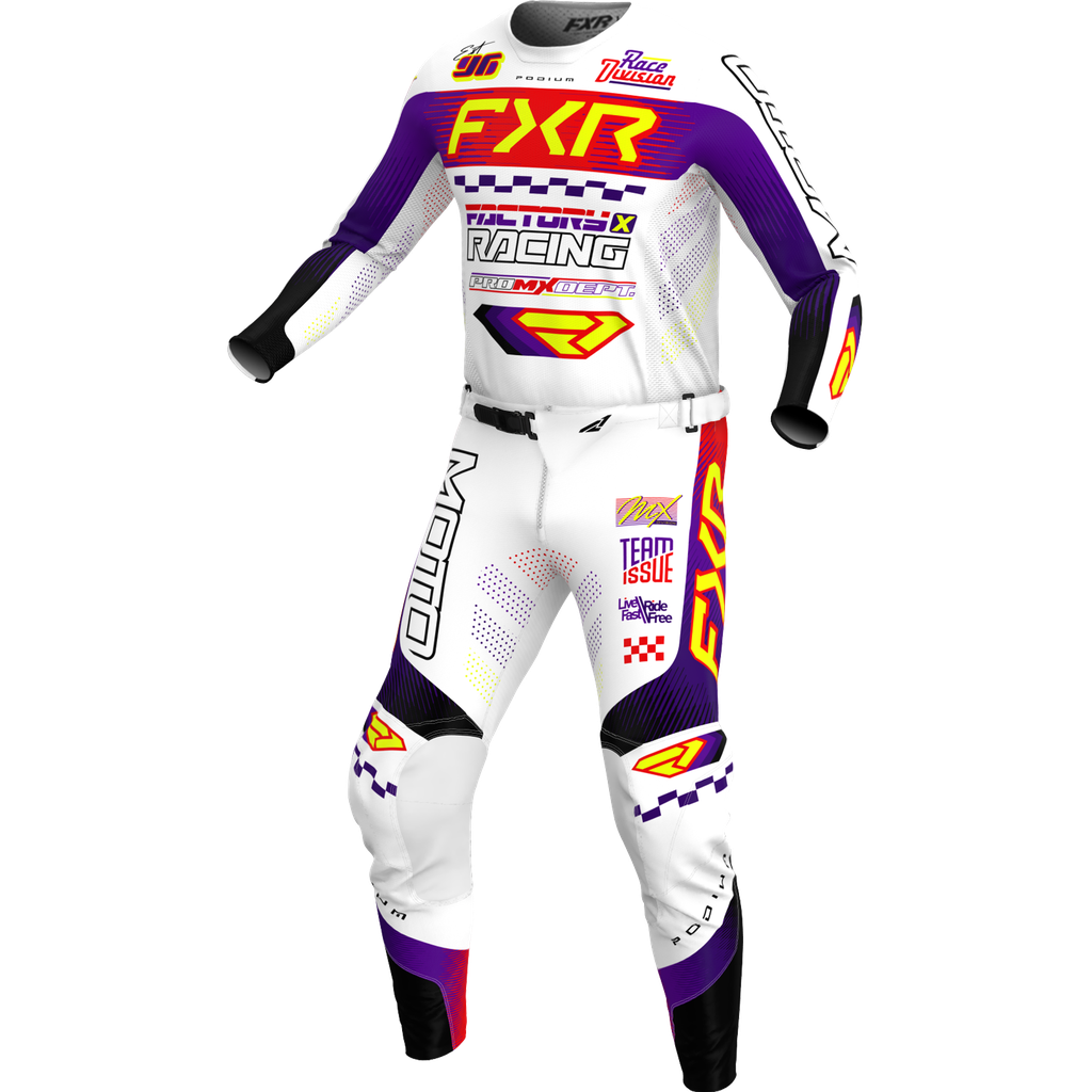 חליפת רכיבה לאופנוע לילדים FXR PODIUM GLADIATOR V26 סגול\לבן\צהוב