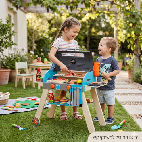 סט ברביקיו ותנור פיצה מעץ מבית Melissa and Doug