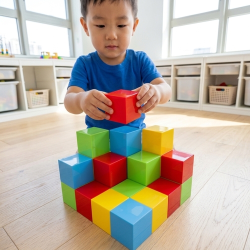 קוביות מגנטיות 64 חלקים צבע אחיד - Playmager