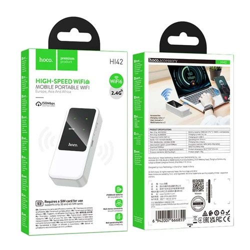 ראוטר סלולרי נייד Wi-Fi 6 4G 150mbps בצבע לבן מבית HOCO | דגם HI42 