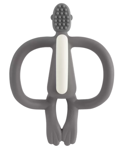 נשכן קופיף עם מברשת שיניים ראשונה אפור Mathchstick Monkey
