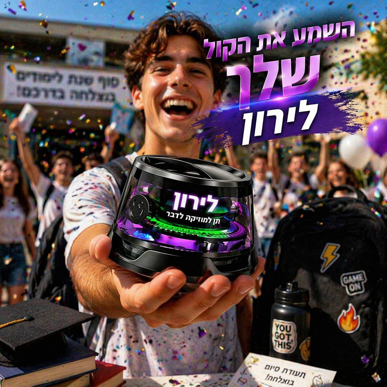 מיני רמקול מגנטי Magsafe עם תאורה RGB - רמקול בלוטוס נצמד לטלפון