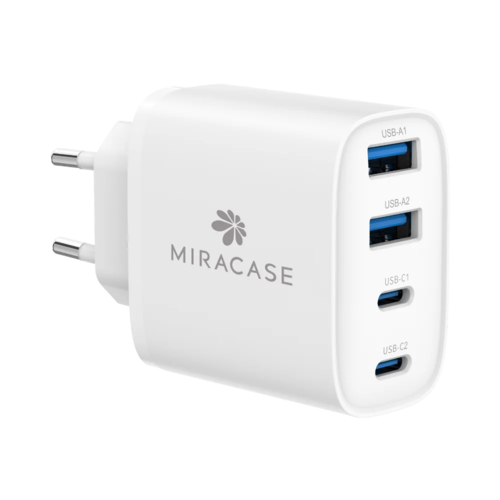 מטען קיר Miracase MWC40W 40W בצבע לבן עם 2 יציאות USB-C ו-2 יציאות USB-A
