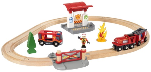 סט רכבת כיבוי, כבאית, תחנת כיבוי ודמות 18 חלקים 33815