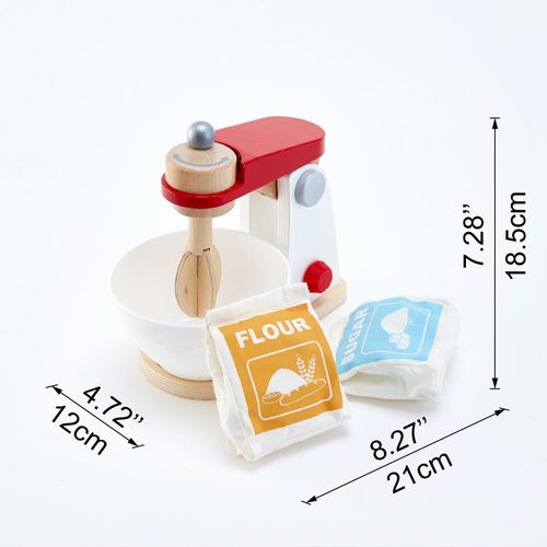 מיקסר / מערבל מזון מעץ עם 2 שקיות קמח וסוכר