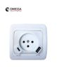 בית תקע ברק שקע כח + USB + כניסת Type C לקופסא 55 שקע חשמל תה"ט אומגה OMEGA OM-SOCKET-C-USB-WH