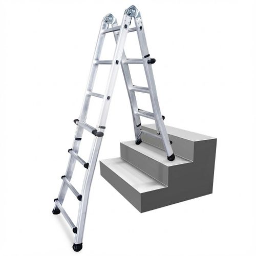 סולם טלסקופי מתקפל DOFAIR TLB24 - סולם אלומיניום עם רגליים מפוסקות ומערכת נעילה אוטומטית Click-Lock לעבודות גובה מקצועיות