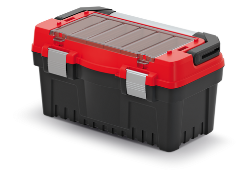 ארגז כלים EVO TOOLBOX 50 דגם KEVA5025SAL מבית Kistenberg עם ארגונית גדולה, מפרידים נשלפים, ידית אלומיניום ומכסה שקוף לאחסון מסודר של כלים