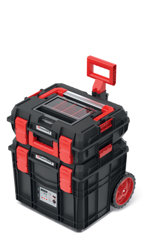 ארגז כלים טרולי C BLOCK MOBILE TOOLBOX SET דגם KXCS454055 מבית KISTENBERG - סט מלא הכולל ארגז כלים עם ארגונית ועגלת כלים עם ידית טלסקופית וגלגלים, מערכת אחסון מקצועית עמידה לכלי עבודה