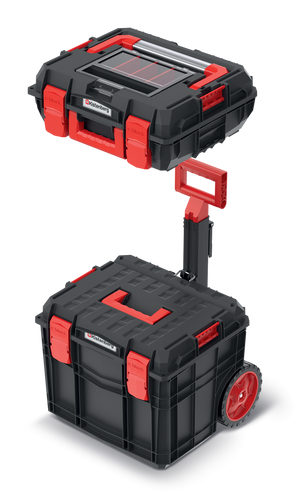 ארגז כלים טרולי C BLOCK MOBILE TOOLBOX SET דגם KXCS454055 מבית KISTENBERG - סט מלא הכולל ארגז כלים עם ארגונית ועגלת כלים עם ידית טלסקופית וגלגלים, מערכת אחסון מקצועית עמידה לכלי עבודה