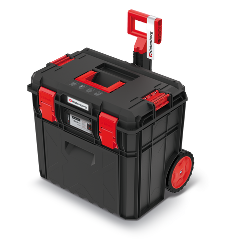 ארגז כלים נייד X BLOCK PRO TOOL TROLLEY 50 מגירות דגם KXB604050D מבית KISTENBERG עם ידית טלסקופית וגלגלים, כולל מגירה מיוחדת ופלטפורמת עבודה עד 120 ק