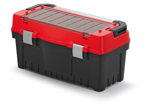 ארגז כלים EVO TOOLBOX 60 דגם KEVA6030SAL מבית KISTENBERG עם ארגונית גדולה במכסה, 7 מפרידים נשלפים, מכסה שקוף מפוליקרבונט, ידית אלומיניום ארוכה ותפסי אלומיניום עמידים לאחסון וארגון מיטבי של כלי עבודה מקצועיים