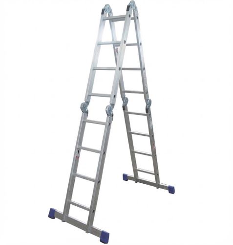 סולם רב מצבי אלומיניום TIANGIN JINMAO FE4x4 - מבנה 4X4 שלבים מתקפל עם רגלי אחיזה אנטי החלקה וצירים מחוזקים לעבודות גובה מקצועיות