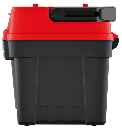 ארגז כלים KISTENBERG EVO55 דגם KEVA5530SAL - ארגז שחור-אדום עם ידית אלומיניום, אורגנייזר במכסה ומגש ביטים לאחסון מקצועי