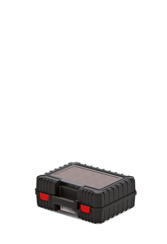 אורגינייזר קשיח Kistenberg HEAVY 40 KHV40B - תיק כלים מקצועי עם מכסה שקוף ו-7 תאים נשלפים לארגון מושלם של כלי עבודה וחלקי חילוף