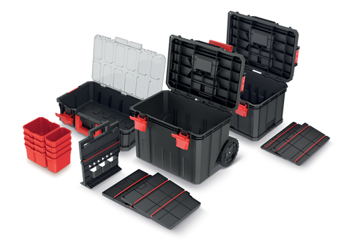 ארגז כלים מקצועי טרולי Kistenberg דגם 60428 MODULAR SOLUTION - מערכת מודולרי 6 ב 1 עם גלגלים וידית טלסקופית לארגון מתקדם של כלי עבודה
