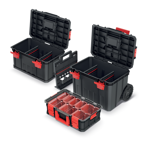 ארגז כלים מקצועי טרולי Kistenberg דגם 60428 MODULAR SOLUTION - מערכת מודולרי 6 ב 1 עם גלגלים וידית טלסקופית לארגון מתקדם של כלי עבודה