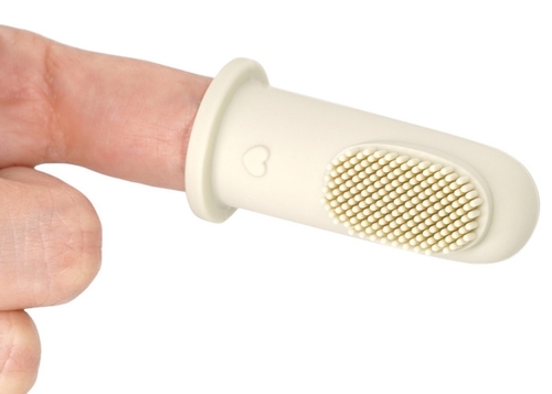 מברשת שיניים אצבע מסיליקון צבע שמנת – Finger Tooth Brush