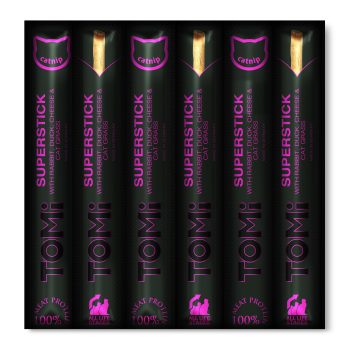 חטיף Tomi טומי סטיק לחתול ברווז ארנב וגבינה 30 גרם (6 סטיקים)