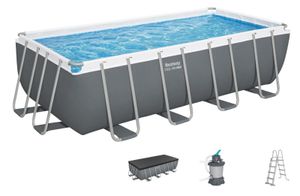 בריכת עמודים מלבנית 4.88mx2.44mx1.22m 56671 bestway משאבת חול
