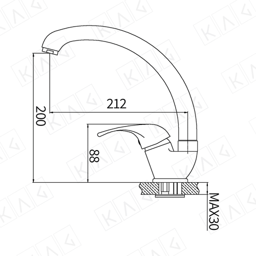 ברז פרח ברבור קצר בייסיק KAG