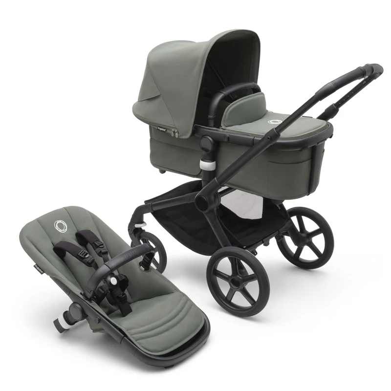 עגלת בוגבו פוקס 5 החדשה Fox 5 Bugaboo מתקפלת בקלות ביד אחת עם העריסה צבע ירוק יער