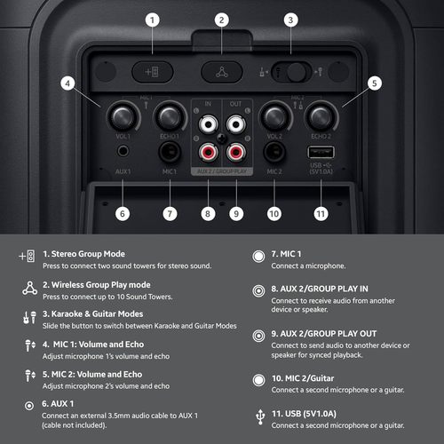 רמקול מסיבה נייד SAMSUNG MX-ST40F Sound Tower עוצמה 160W| יבואן רשמי