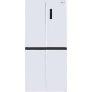 מקרר 4 דלתות מקפיא תחתון 466 ליטר נטו Electra EL522GW עם מפסק תאורה באישור מכון צומת- גימור חזית זכוכית לבנה דפנות בצבע שחור אחריות ע"י היבואן הרשמי