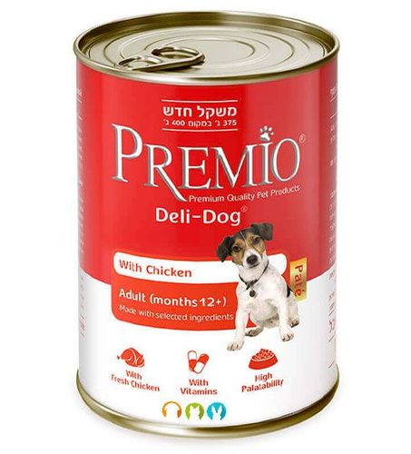שימורים לכלב פרימיו Premio בטעם עוף 375 גרם