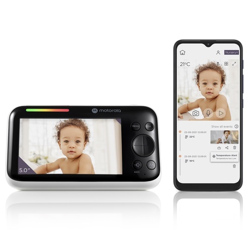 מצלמת בייבי מוניטור WiFi מתכווננת עם צג בגודל 5 אינץ PIP1510 מבית Motorola