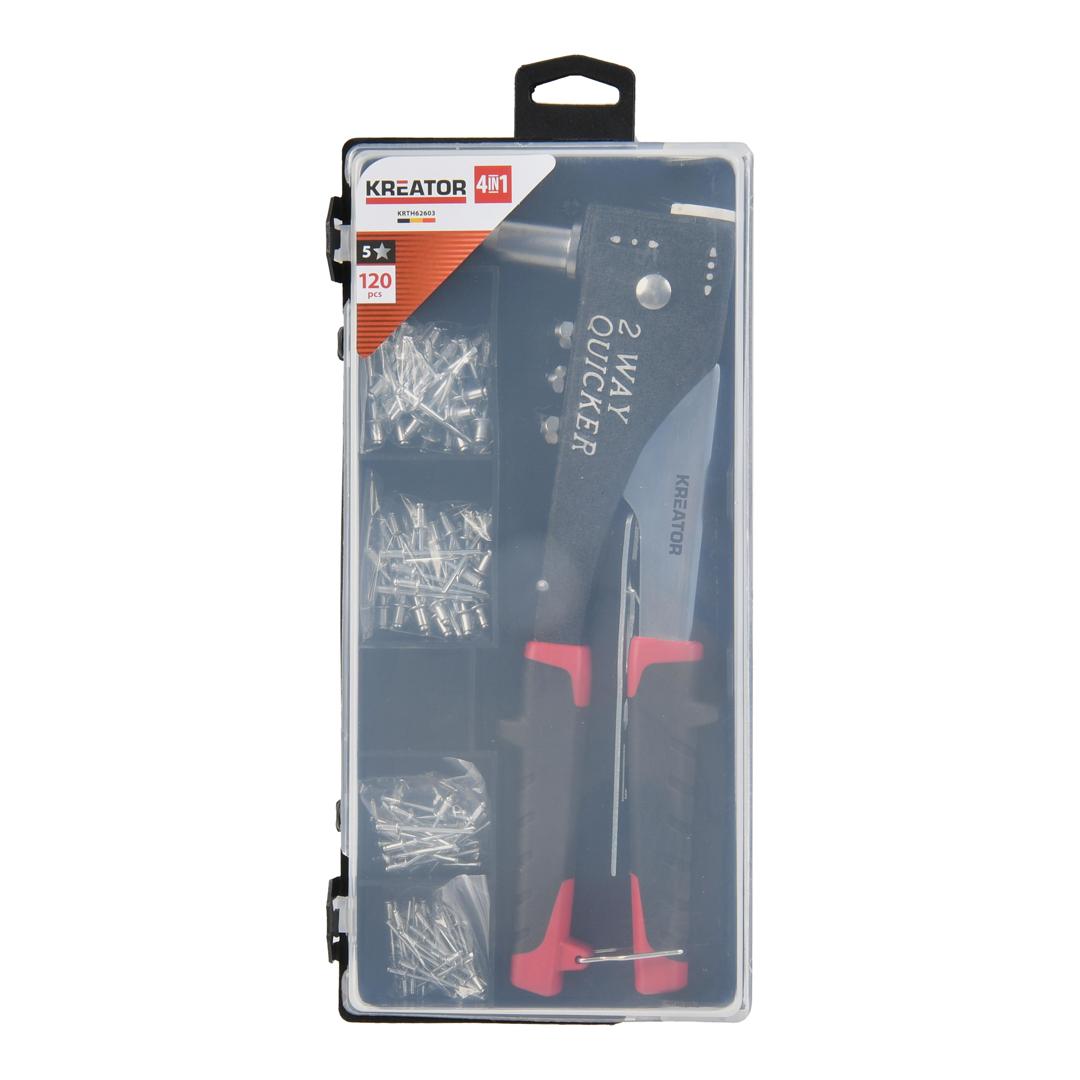 אקדח ניטים דו כיווני - 120 חלקים  ,106 KRTH62603  ,RIVETING PLIERS TWO-WAY - 120 PCS , ברקוד 5400338121210