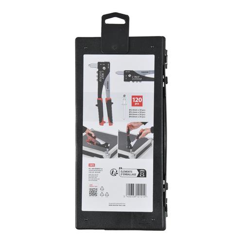 אקדח ניטים דו כיווני - 120 חלקים  ,106 KRTH62603  ,RIVETING PLIERS TWO-WAY - 120 PCS , ברקוד 5400338121210