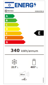 מקרר דלת ליד דלת 624 ליטר SBS דגם ESE6205B-B אלקטרולוקס Electrolux