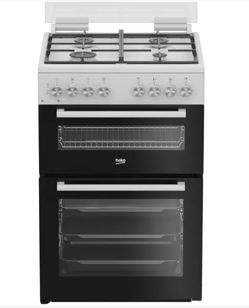 תנור דו תאי משולב כיריים גז 60 ס"מ דגם KFDM62128BW בקו BEKO לבן | יבואן רשמי BEKO ישראל