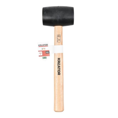 פטיש גומי שחור עם ידית עץ אקליפטוס 450 גרם     106 KRTH90601, ברקוד 5400338127472, RUBBER HAMMER 450G - WOOD - BLACK