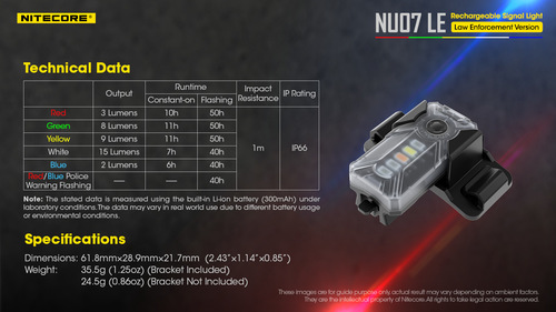 פנס גוף צ'קלקה משטרתי לביש NU07LE - NITECORE