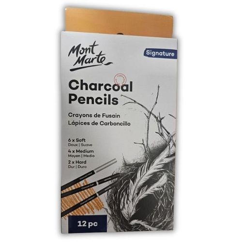 סט 12 עפרונות פחם- Mont Marte Signature -Soft /Medium /Hard