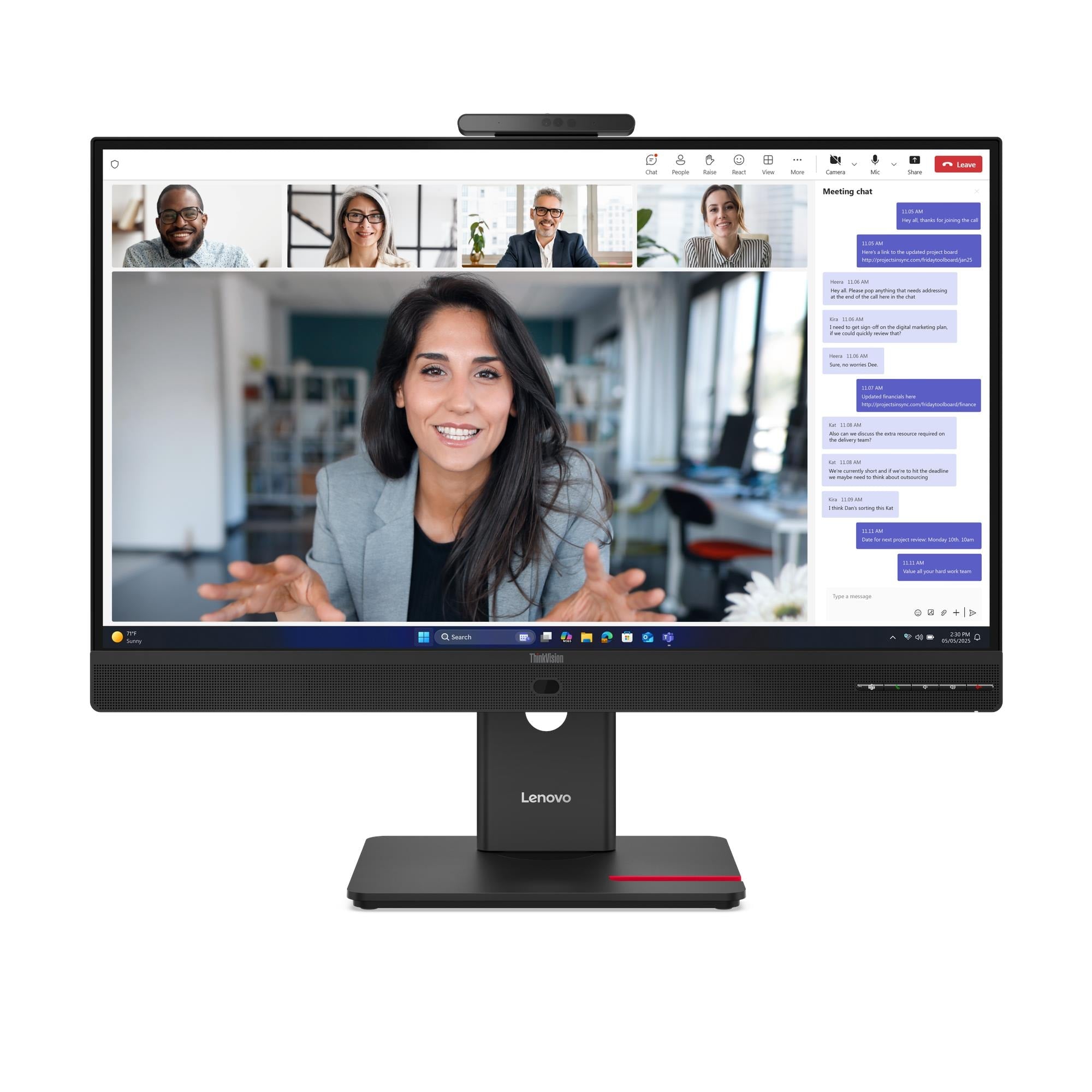 מסך מחשב LENOVO ThinkVision T27QD-4v |2560x1440|Camera|Speaker|3YR 64B8UAT1IS 