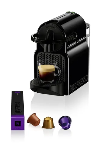 מכונת קפה Nespresso Inissia בעיצוב מודרני וקומפקטי בצבע שחור/אדום.