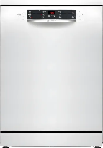 מדיח כלים רחב Bosch SMS26AW08G לבן בעיצוב נקי ומודרני.